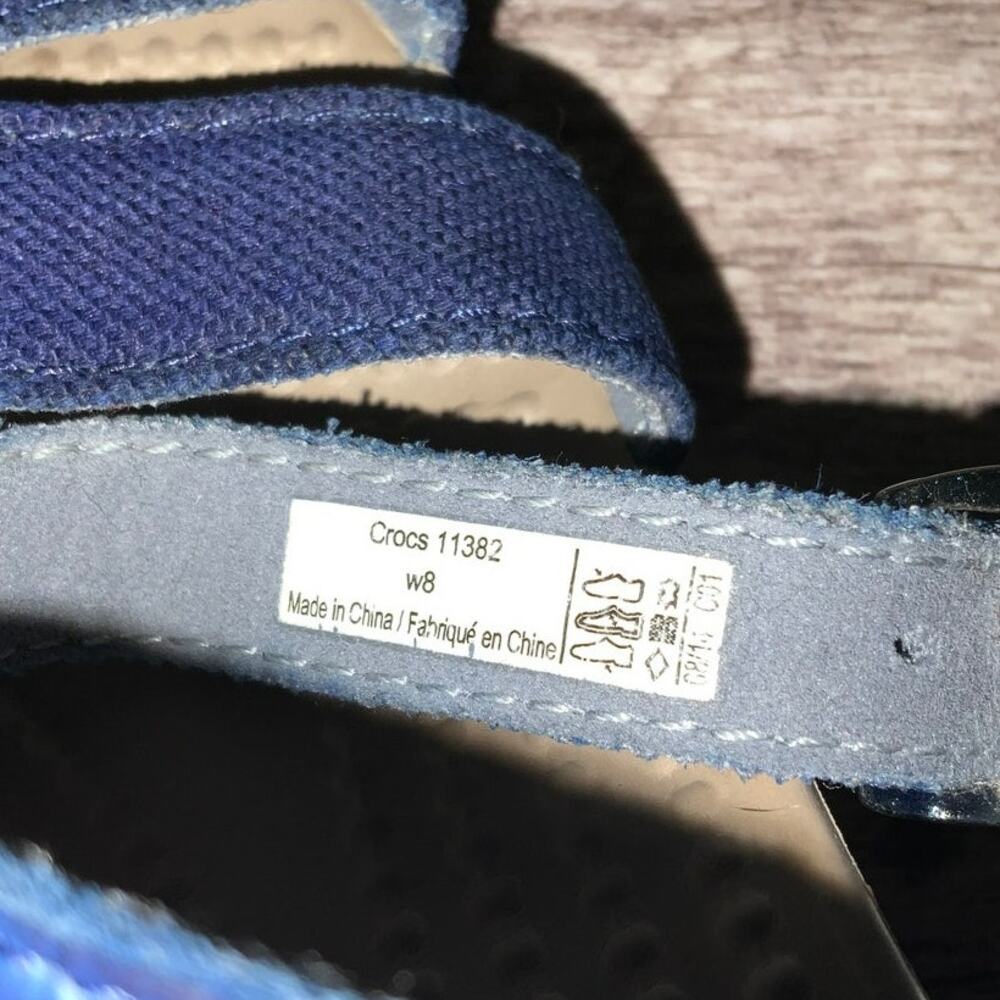 Crocs Monterey Navy Blue Strappy Wedge Sandals Women's Size 8 Comfort - Picture 2 of 4